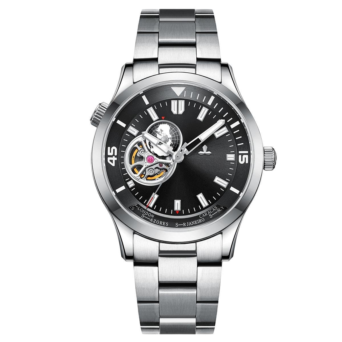 Mechanical silver Watch Automatic Men Stainless Steel Top Brand Luxury YBY