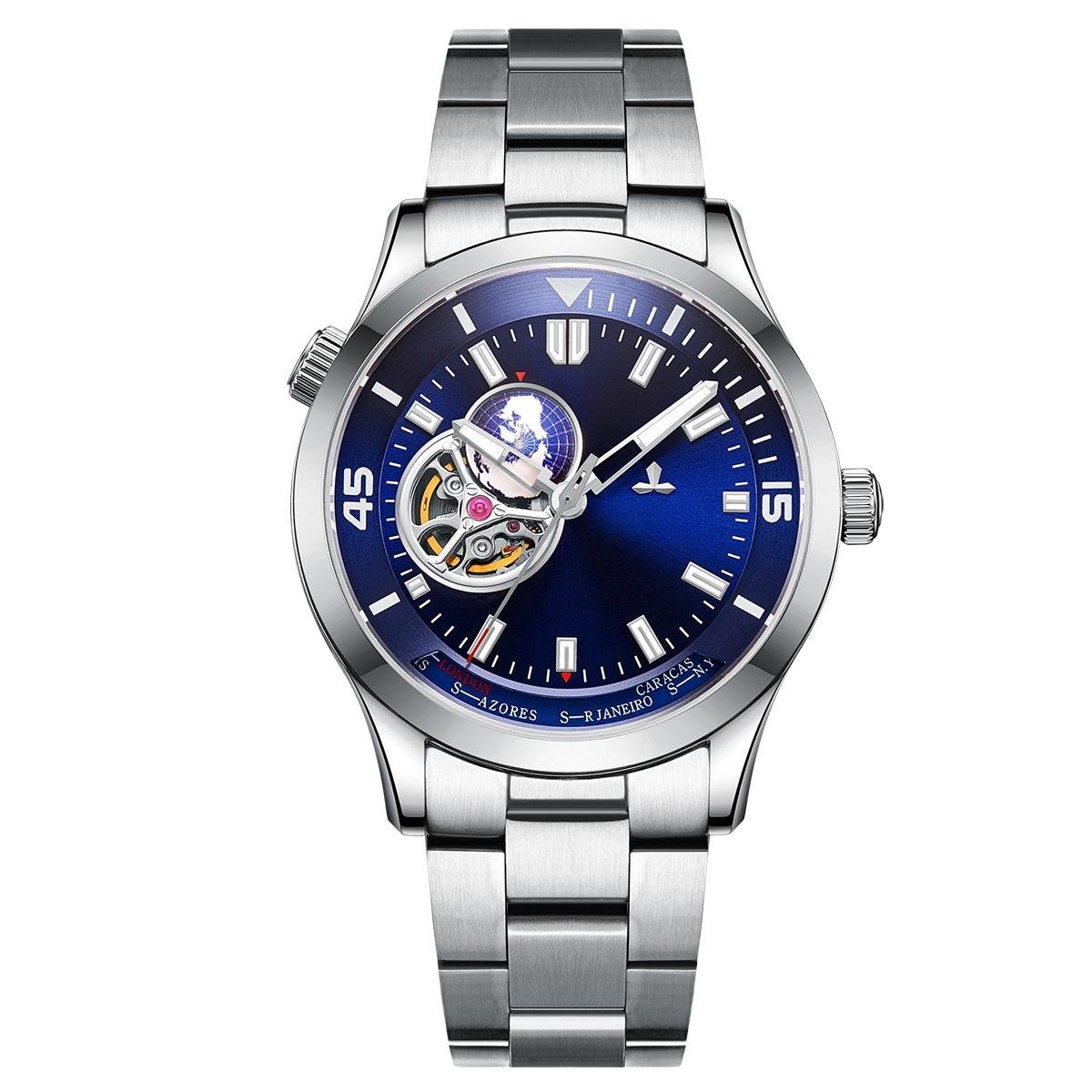 Mechanical silver Watch Automatic Men Stainless Steel Top Brand Luxury YLY