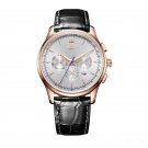 Mens Dress Black Watches Genuine Leather Strap Automatic Analog PWB