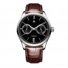 Mechanical Steel Watches for Men Black Dial Automatic with Power Reserve Date YBS