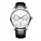 Mechanical Steel Watches for Men white Dial Automatic with Power Reserve Date YWB