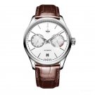 Mechanical Steel Watches for Men white Dial Automatic with Power Reserve Date YWS