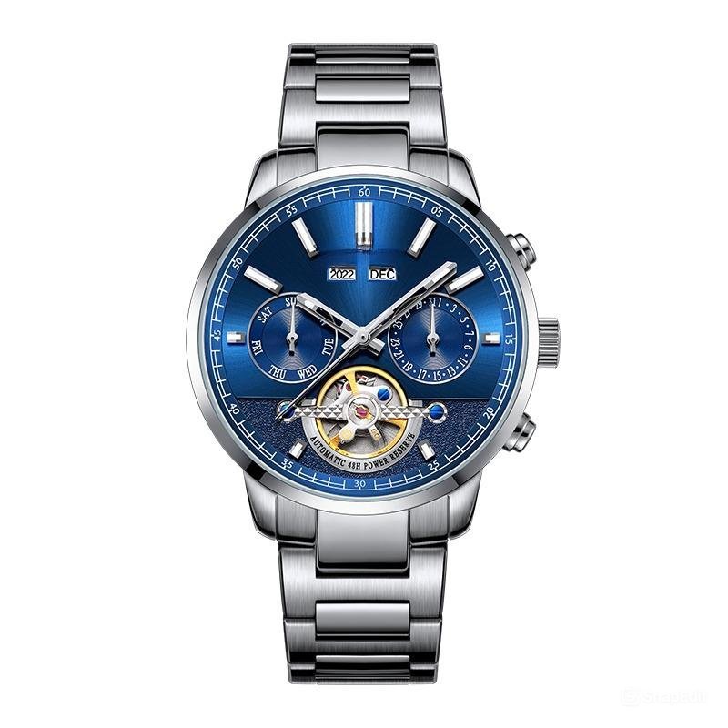 Luxury Top Quality Tourbillon Men Watch Automatic Mechanical silver Bracelet YLY