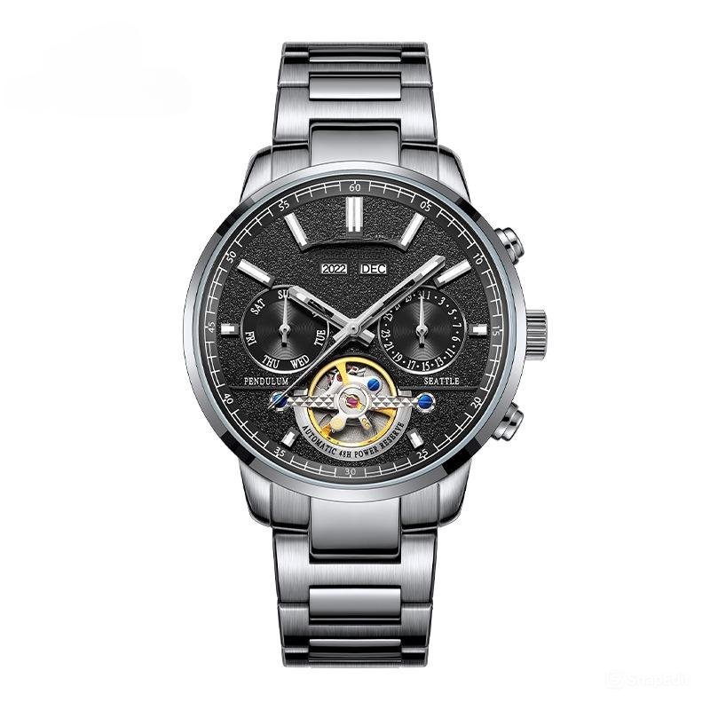 Luxury Top Quality Tourbillon Men Watch Automatic Mechanical silver Bracelet YBY