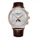 Elegant Moonphase Calendar Selfwinding Classic Watches brown PWS Leather Mens