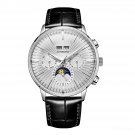 Elegant Moonphase Calendar Selfwinding Classic Watches Black YWB Leather Mens