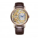 Watches Leather Band Luxury Rose Gold Automatic Non moving Double Tourbillon PSSS