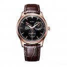 Mens Watches Waterproof Brand Automatic Perpetual Calendar Brown Leather Strap PBS