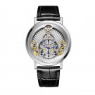 Men Watches Designer Casual Quartz Skeleton Sapphire Leather Strap Black YSB