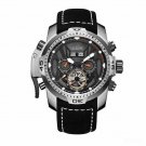 Gent Automatic Watches Black Calfskin Strap Complicated Dial Multifunctional YBBLO