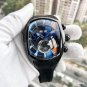 Tank track Mens Watches Tonneau Multifunctional Tourbillon Analog Rubber Strap BLB