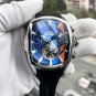 Tank track Mens Watches Tonneau Multifunctional Tourbillon Analog Rubber Strap YLB