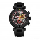 New Design Top Brand Men Watches Sport Black Rubber Strap Steel Skeleton BBBR