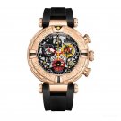 New Design Top Brand Men Watches Sport Black Rubber Strap Steel Skeleton PBBB