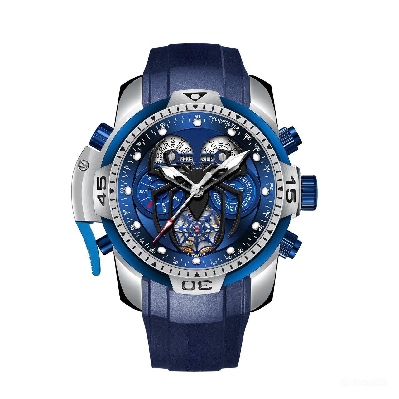 New Luminous Watches Rubber Strap Perpetual Calendar Spider Dial Automatic YLRL