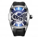 New Arrival Sports Watch silver Case Blue Dial Rubber Strap Automatic YBB