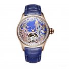 Womens Luxury Waterproof Watches Diamonds blue Dial Automatic Tourbillon PLL