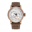 Brown PWS Steel Military Watches for Men Leather Strap Automatic Pilot Genuine