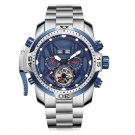 Luminous Watches Casual Perpetual Calendar Bracelet Blue Dial Automatic Sport YLY
