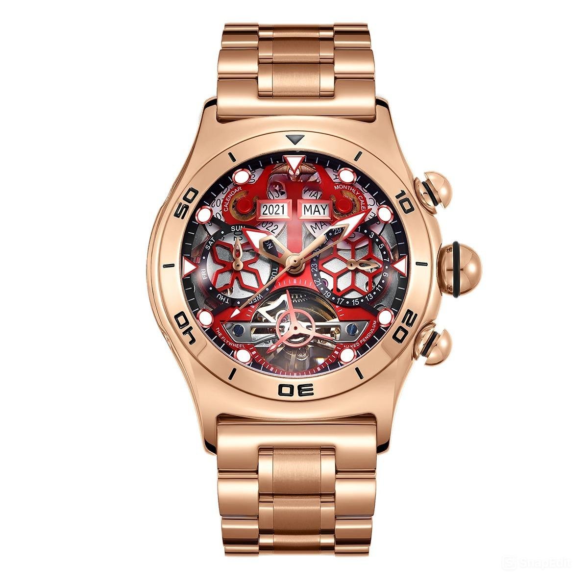 Top Brand Automatic Mechanical Men Watches Tourbillon Skeleton Steel Bracelet PRP
