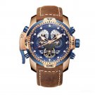 Brand Military Watches for Men Automatic blue Dial Brown Leather Strap PLSB