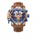 Brand Military Watches for Men Automatic blue Dial Brown Leather Strap PLSG