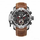 Gent Automatic Watches Brown Calfskin Strap Complicated Dial Multi functional YBSR