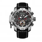 Gent Automatic Watches Black Calfskin Strap Complicated Dial Multi functional YBBLR