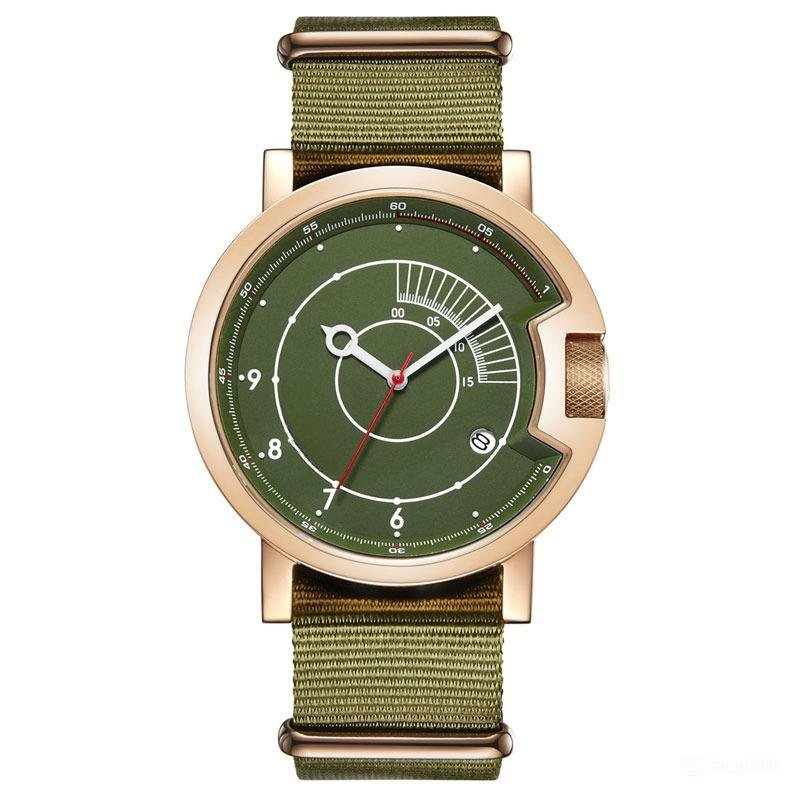 Sport Waterproof Watch Simple Men green Nylon Strap Automatic Military PNN