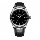 Mechanical Business Watches YBB Sapphire Crystal Steel Genuine Leather Strap Band