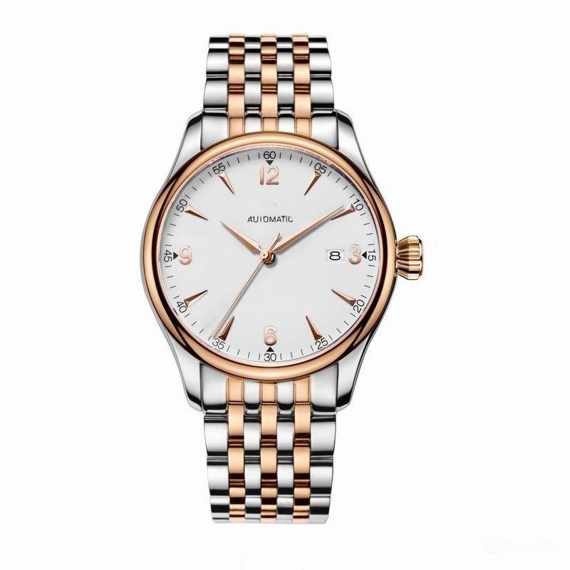 Brand Luxury Mens Watches with Date white Dial Automatic Two Tone rose gold PWT