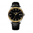 Casual Automatic Watches For Men Yellow Gold Steel With Date and Leather Strap TBB