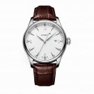 Casual Automatic Watches For Men silver Steel With Date and Leather Strap YWS