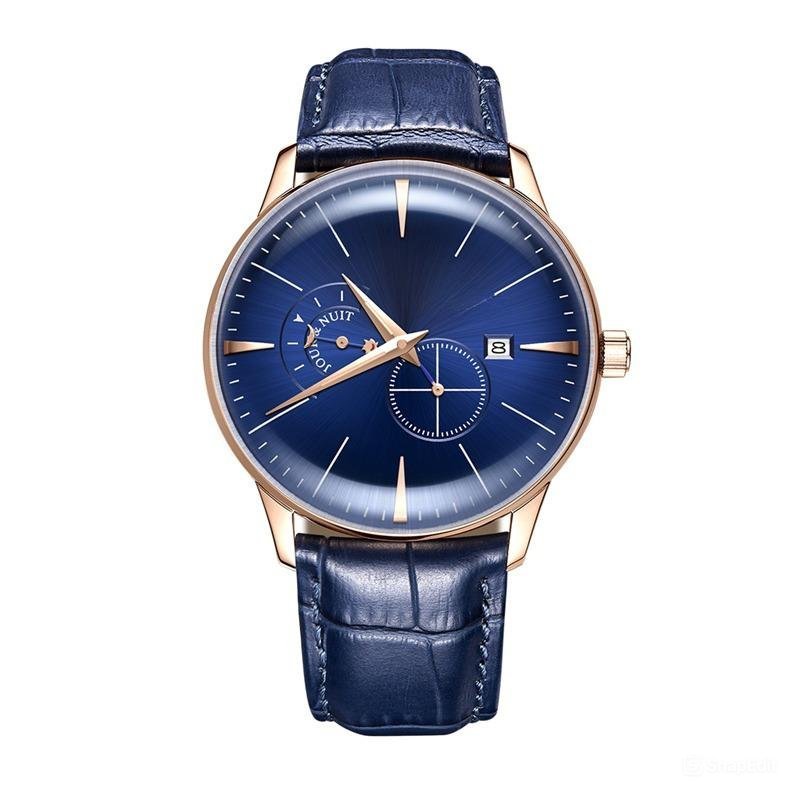 Luxury Automatic Waterproof Analog Mens Watches Designer Blue Leather Strap PLL
