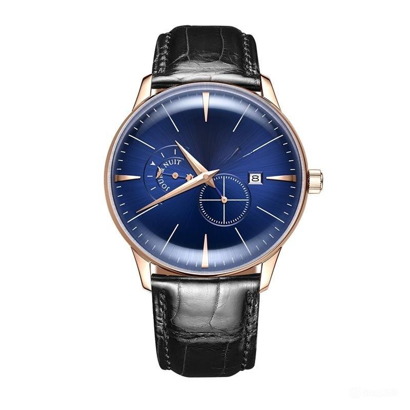 Luxury Automatic Waterproof Analog Mens Watches Designer Black Leather Strap PLB