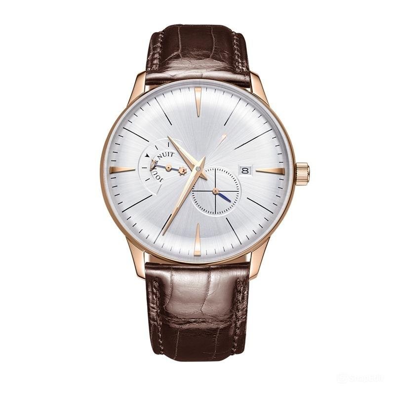 Luxury Automatic Waterproof Analog Mens Watches Designer Brown Leather Strap PWS