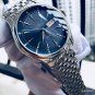 Mens Watch Dress Full Stainless Steel blue Dial Automatic with Date Day YLY