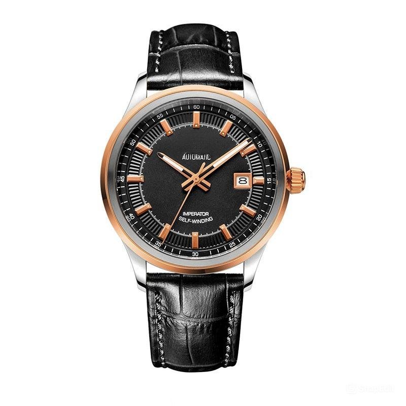 Men Watch Automatic Mechanical Steel rose Gold Miyota Luminous with Date PBB