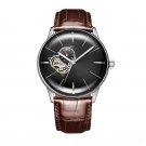 Luxury Automatic Watches for Men Tourbillon Convex Lens Leather Strap YBS