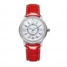 Top Brand Waterproof Watches Women Red Leather Strap Quartz Gift for Wife YWWDH