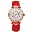 Top Brand Waterproof Watches Women Red Leather Strap Quartz Gift for Wife PWRDH