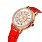 Top Brand Waterproof Watches Women Red Leather Strap Quartz Gift for Wife PWRDH