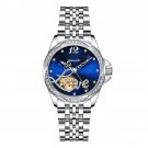 Flower Diamond Women Waterproof Watch silver Steel Bracelet Mechanical YLY