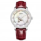 Top Brand Luxury Female Fashion Watch Automatic red Leather Strap YWRD