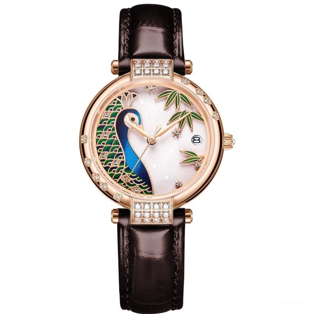 2020 Luxury Brand Automatic Day Date Waterproof Watch brown PWS