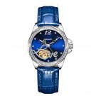 Luxury Automatic Flower Diamond Women Watch Waterproof blue Genuine Leather YLL