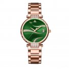 Women Watch Rose Gold Case Stainless Steel Analog Calendar Automatic Green Dial PEES
