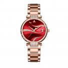 Women Watch Rose Gold Case Stainless Steel Analog Calendar Automatic red Dial PRRS