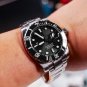 Mens Watch Stainless Steel black Dial Classic Mechanical Automatic Waterproof YBY