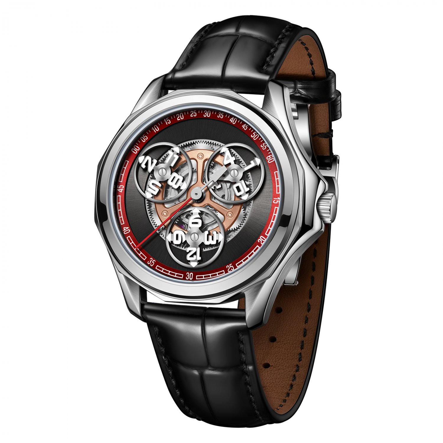 Stars Wheel Mechanical Automatic Waterproof Mens Watch Leather Creative Steel YRB